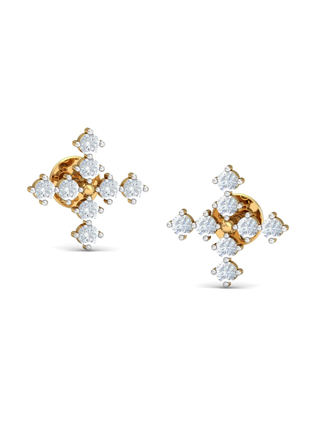 

KUBERBOX 18KT Yellow Gold Diamond-Studded Stud Earrings- 1.76 gm