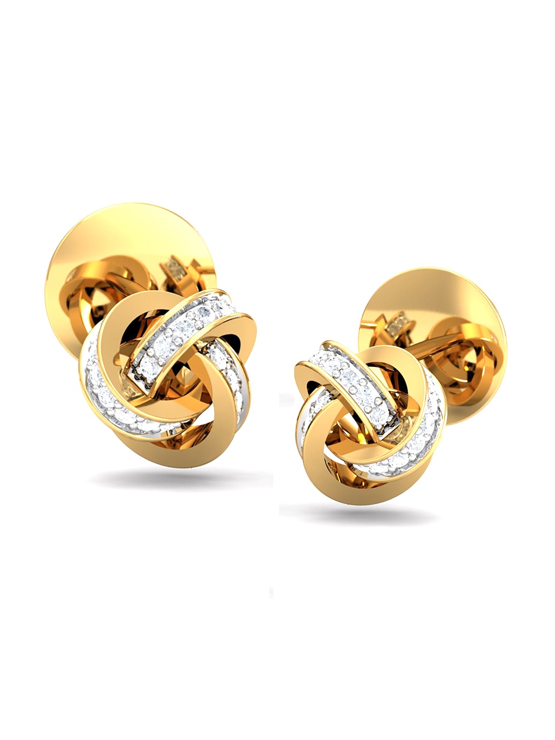 

KUBERBOX Circular Clustered 18KT Gold Diamond-Studded Earrings-3.28 gm