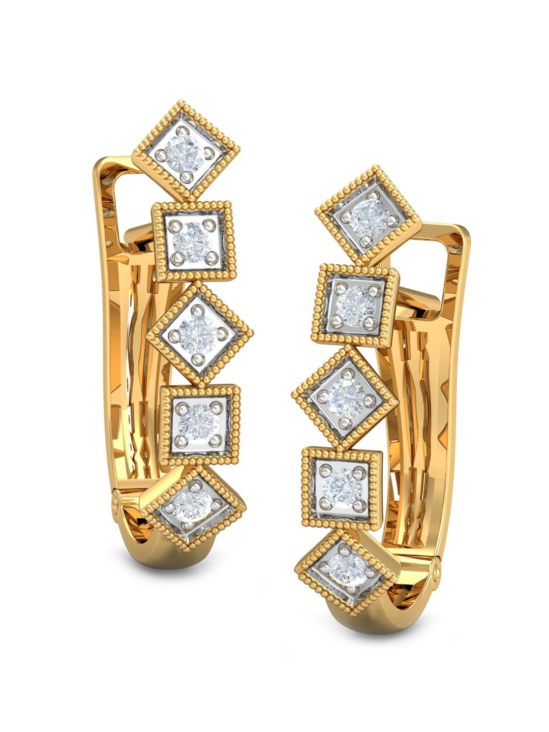 

KUBERBOX Diamonique 18KT Gold Diamond-Studded Earrings - 2.02gm