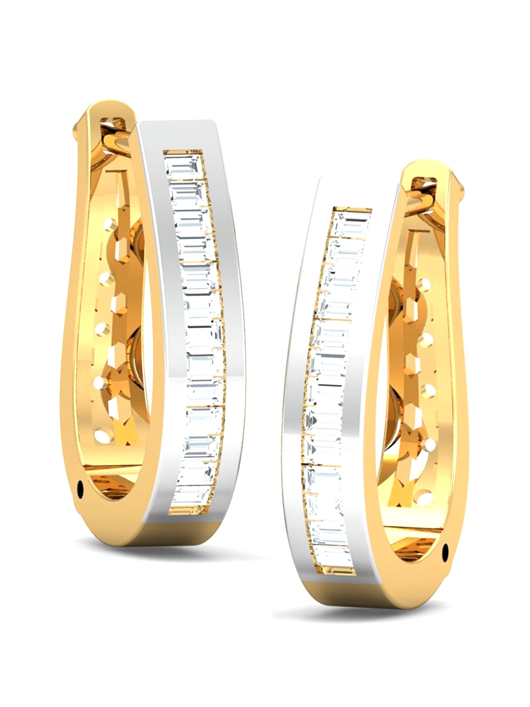 

KUBERBOX Alisa Glitter 18KT Gold Diamond-Studded Hoop Earrings-1.63gm