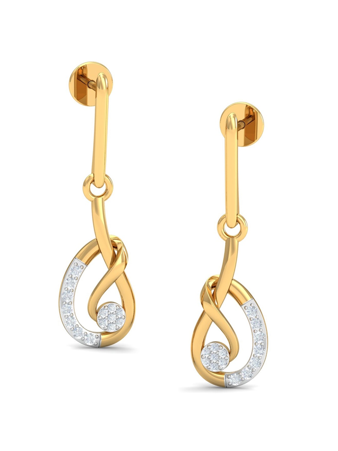 

KUBERBOX 18KT Gold Diamonds-Studded Drop Earrings- 2.42 gm
