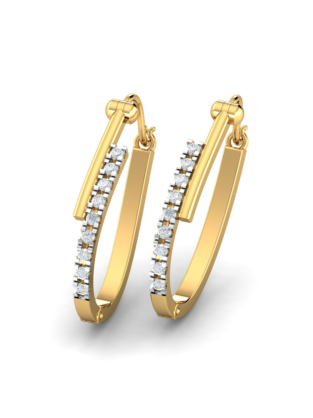

KUBERBOX Decima 18KT Gold Diamond-Studded Hoop Earrings-2.29gm