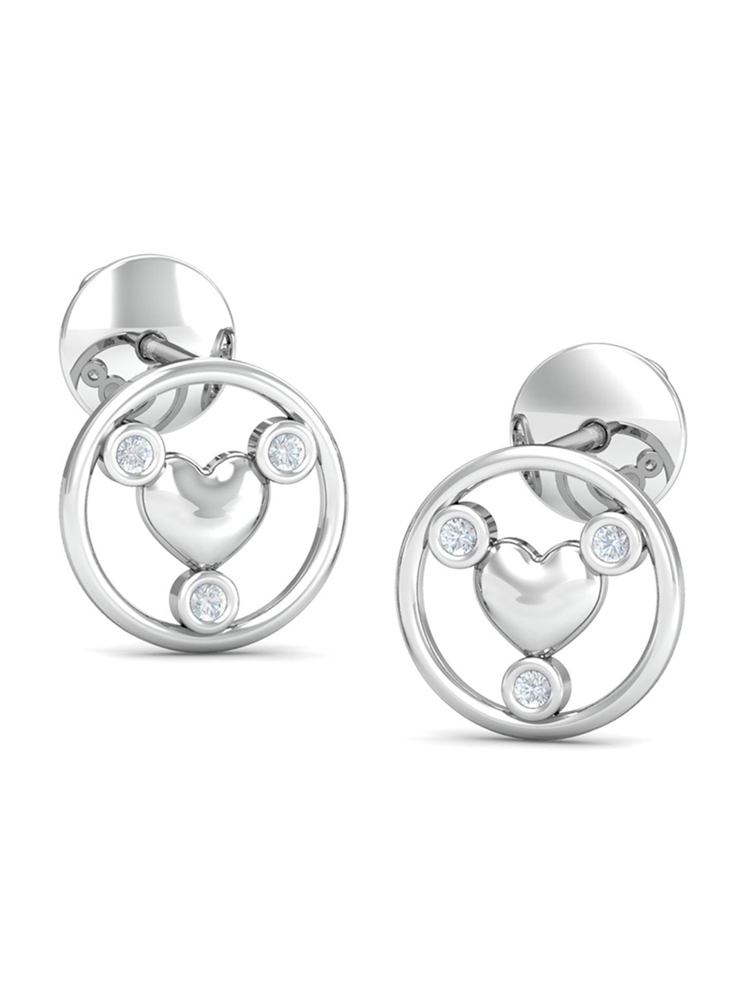

KUBERBOX 18KT White Gold Diamonds Studded Earrings - 1.7g, Silver