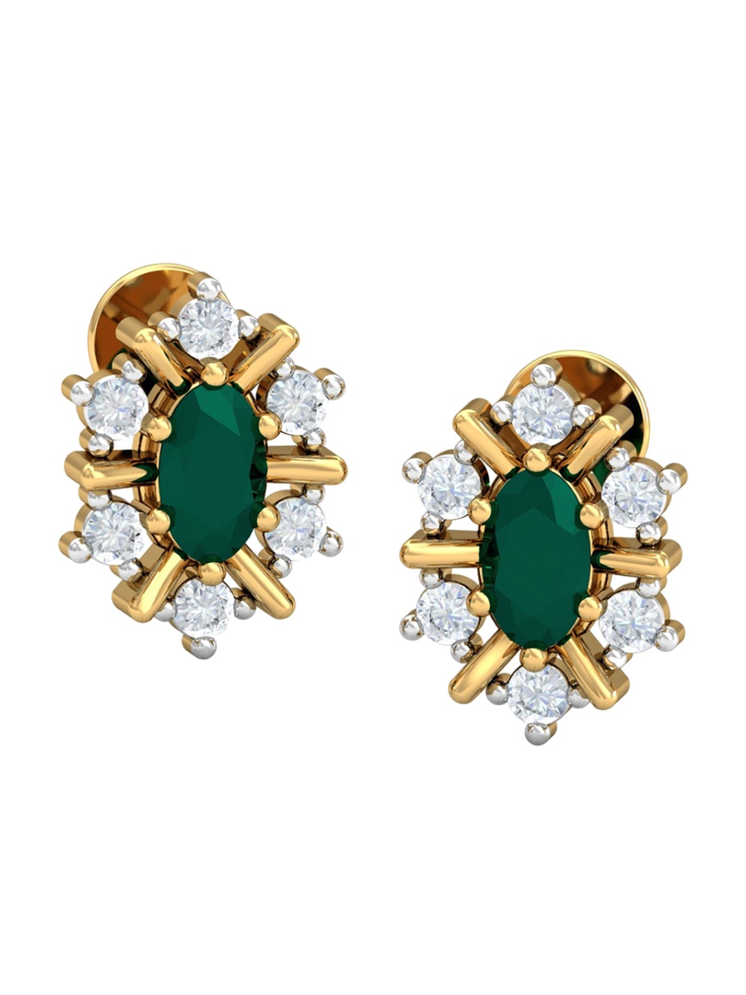 

KUBERBOX Onyx 18KT Gold Diamond-Studded Earrings- 2.76 gm