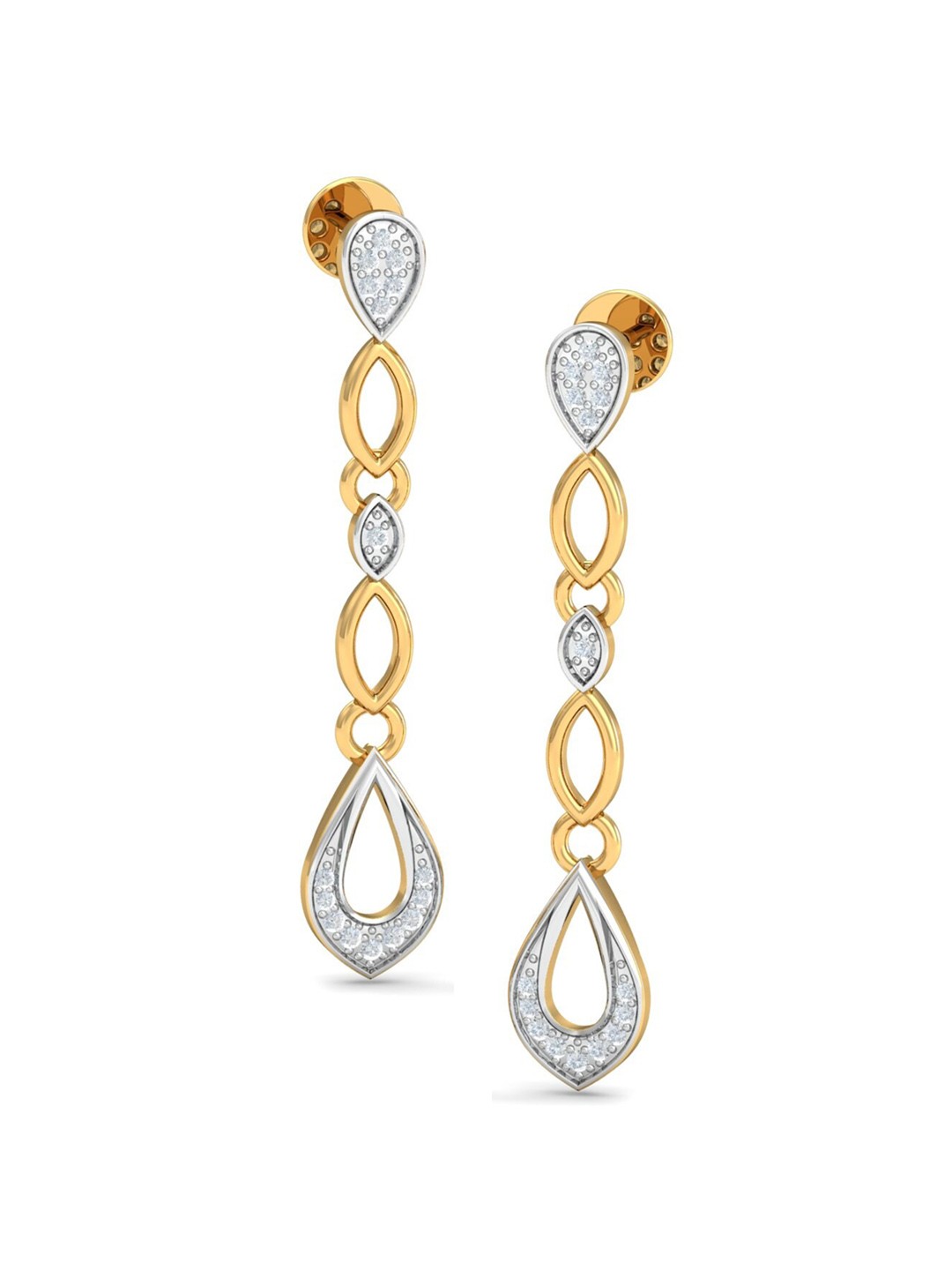 

KUBERBOX Lola Sleek 18KT Gold Diamond-Studded Earrings-2.99gm