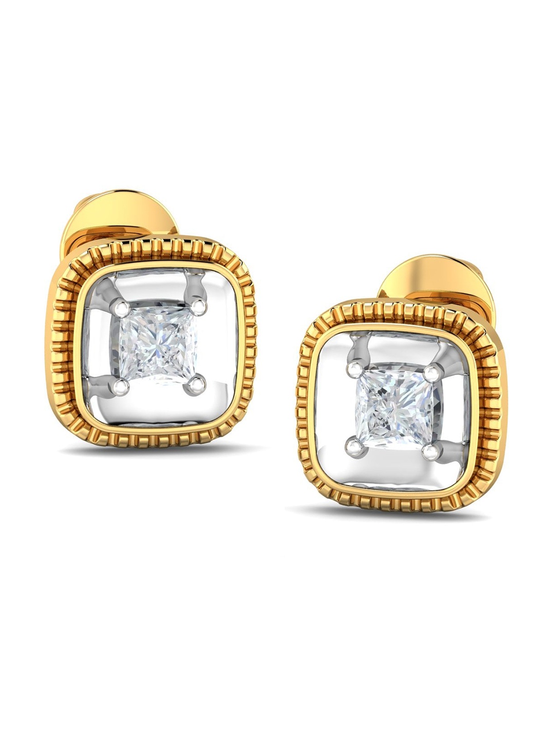 

KUBERBOX Aeliana Soli-illusio 18KT Gold Diamond-Studded Earrings - 3.04gm