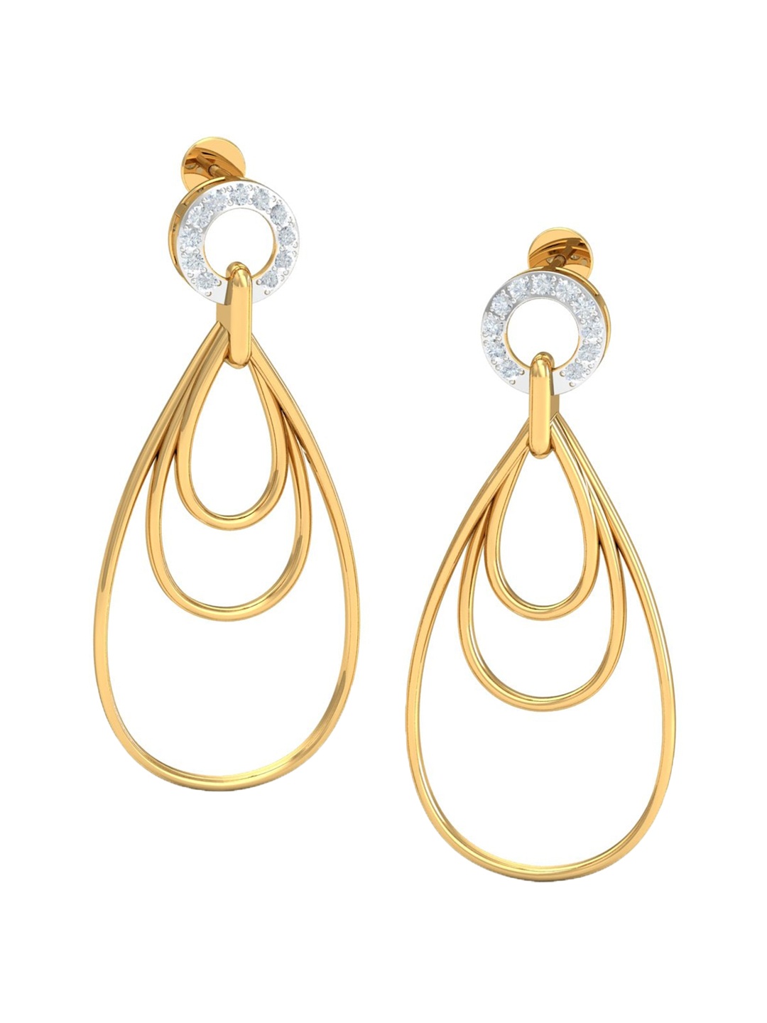 

KUBERBOX 18KT Gold Diamond Valdis Wire Dangle Earrings - 6.42 gm