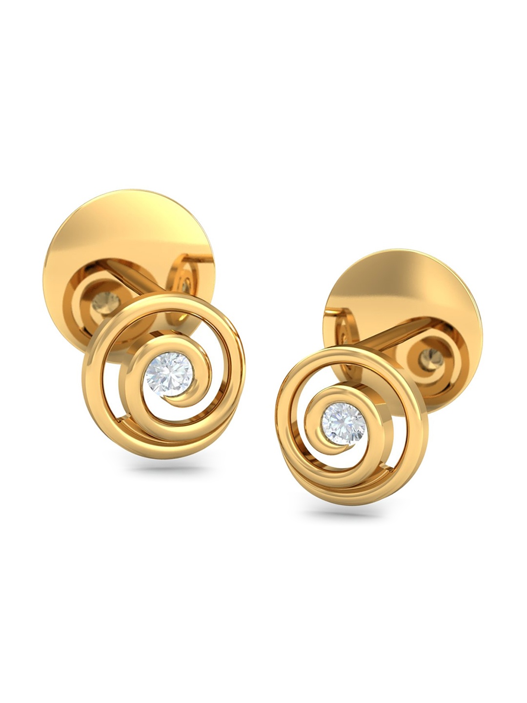 

KUBERBOX Hypnotizing Swirly 18KT Gold Diamond-Studded Earrings-1.52gm