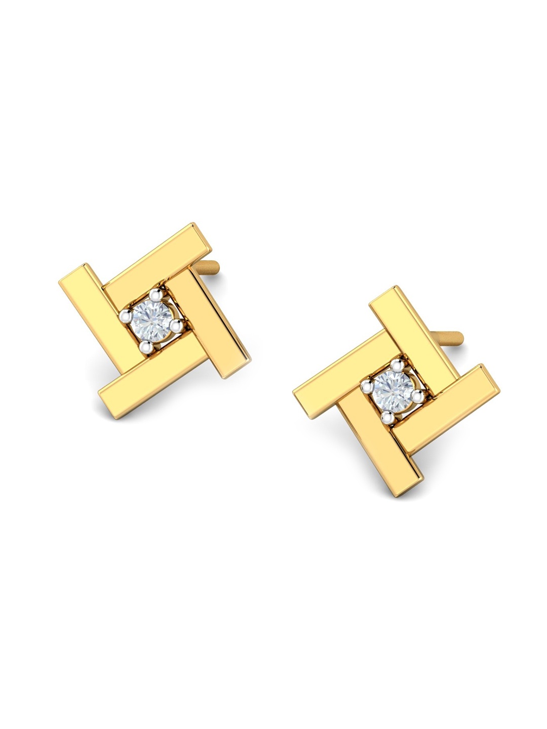 

KUBERBOX 18KT Gold Diamond-Studded Stud Earrings- 1.91 gm