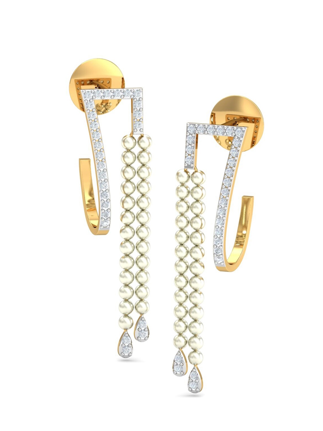 

KUBERBOX 18KT Gold Diamond-Studded Hoop Earrings- 3.06 gm