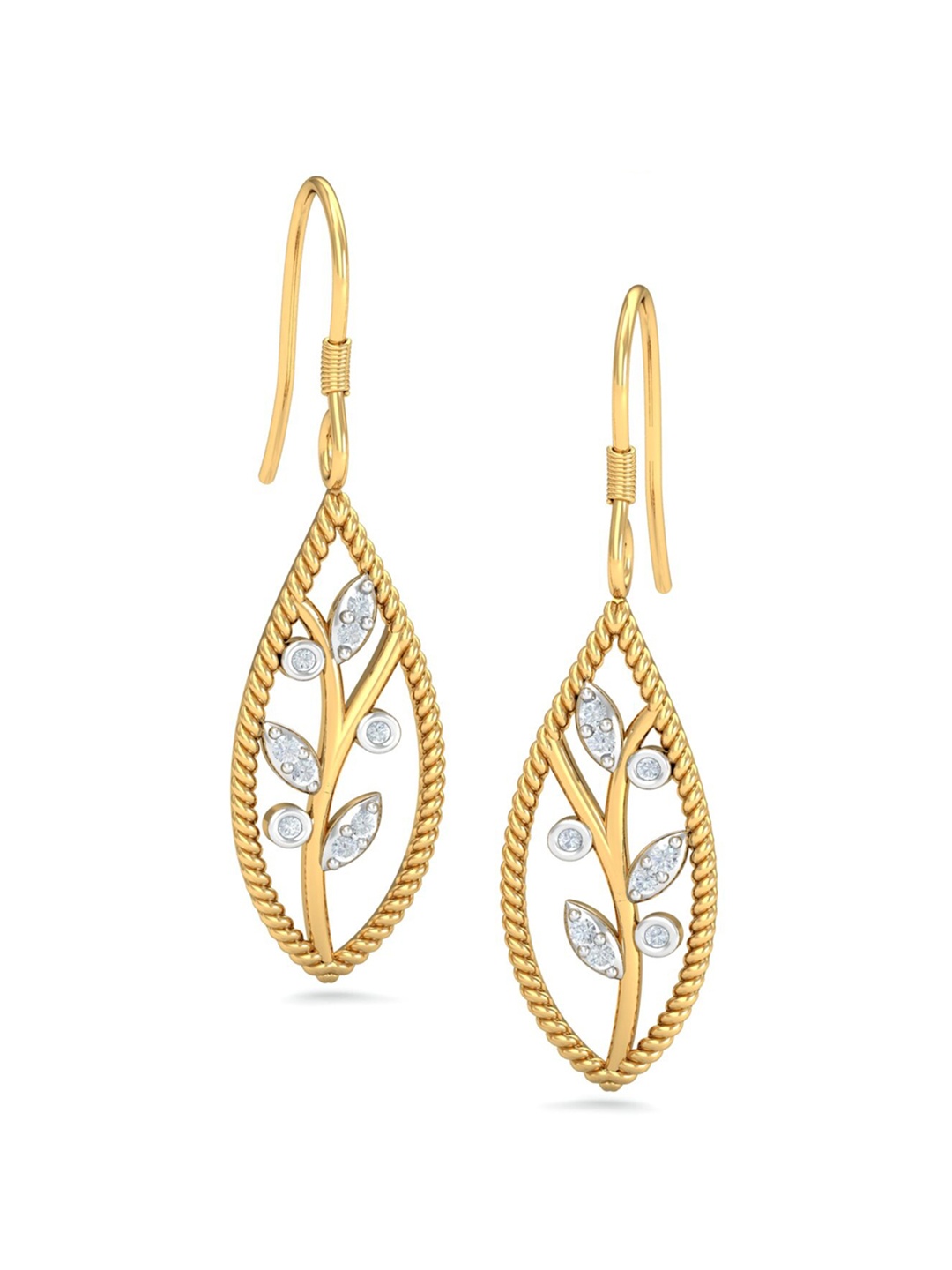

KUBERBOX Luisa Chic 18KT Gold Diamond-Studded Earrings -2.64g