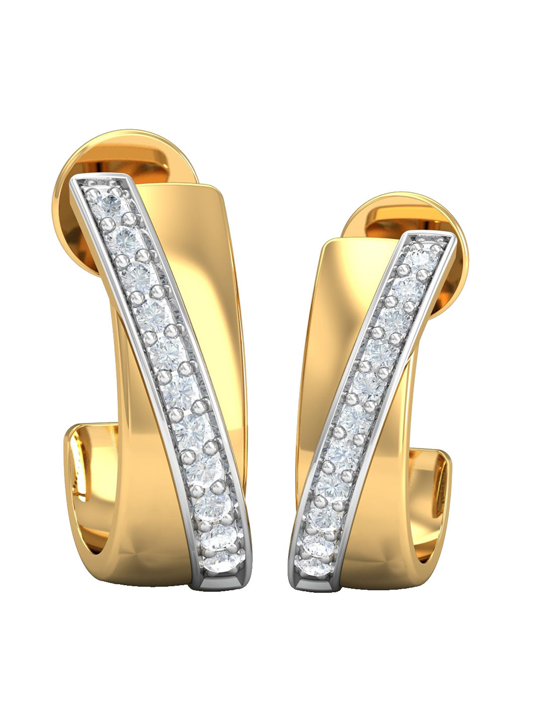 

KUBERBOX 18KT Gold Diamond-Studded J-Hoop Earrings-2.77