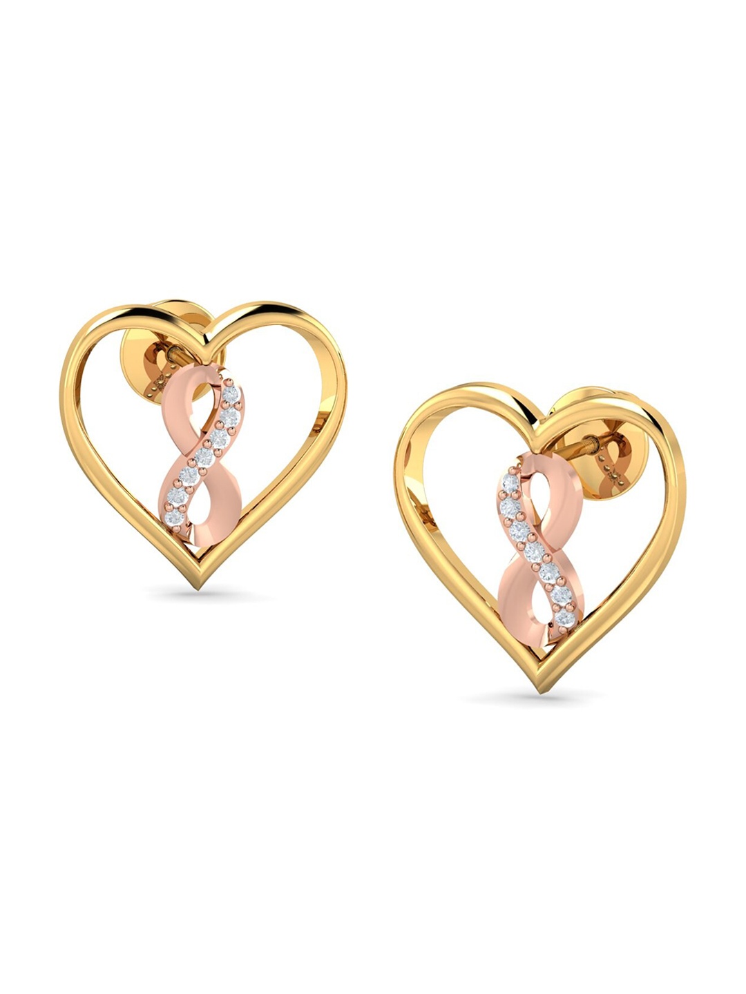 

KUBERBOX Heart & Infinity 18KT Gold Diamond-Studded Earrings-2.4gm