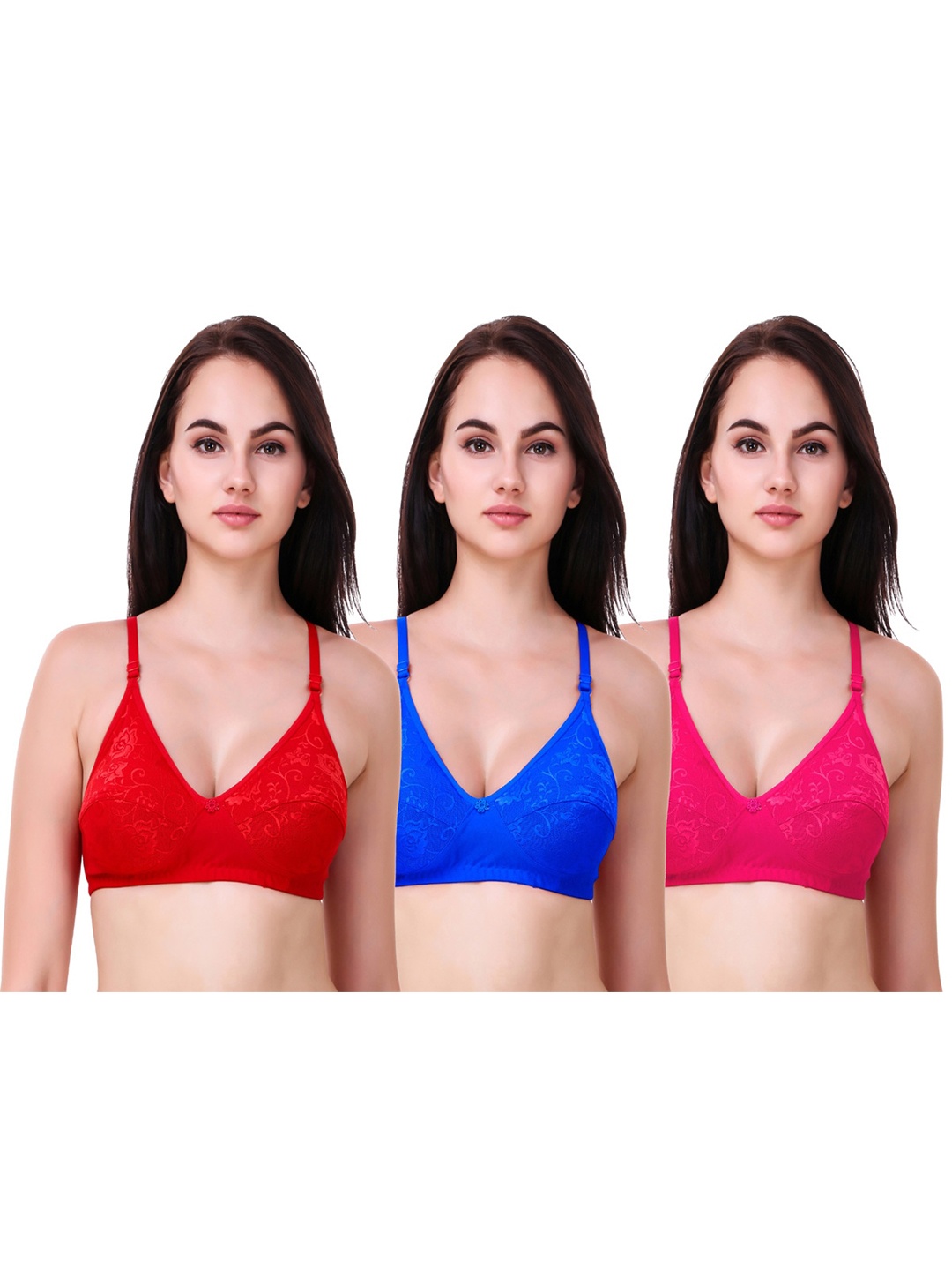 

Piylu Pack Of 3 Full Coverage Everyday Bra, Red