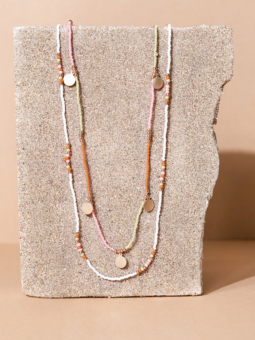 

Accessorize Multi Bead And Coin Layered Long Necklace, Gold