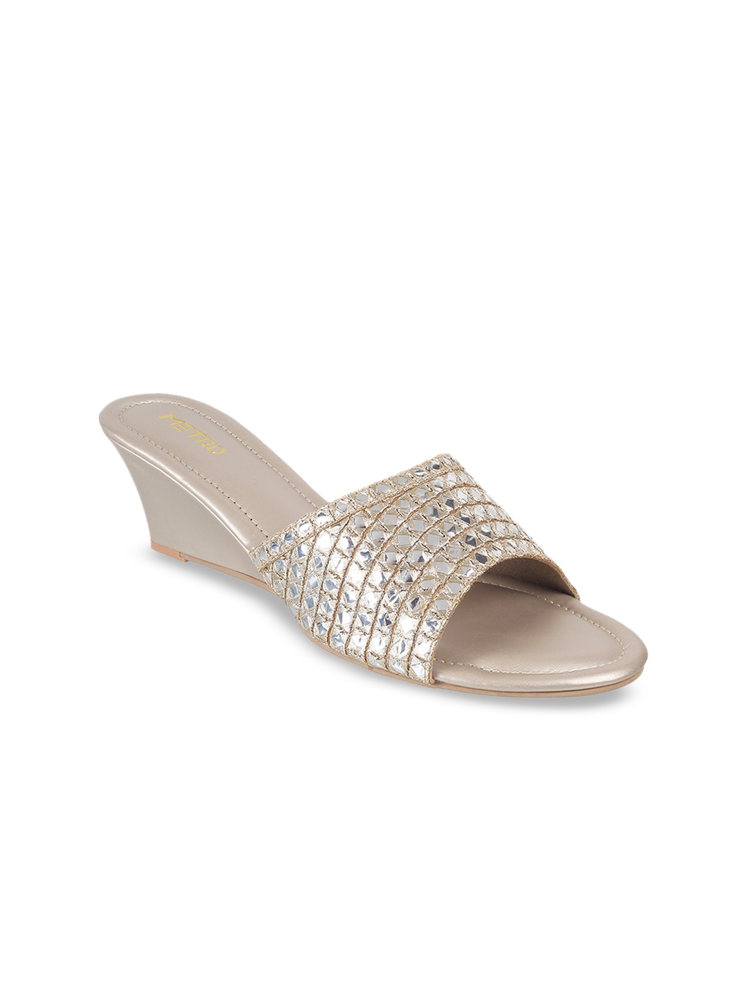 

Metro Embellished Open Toe Wedges, Gold