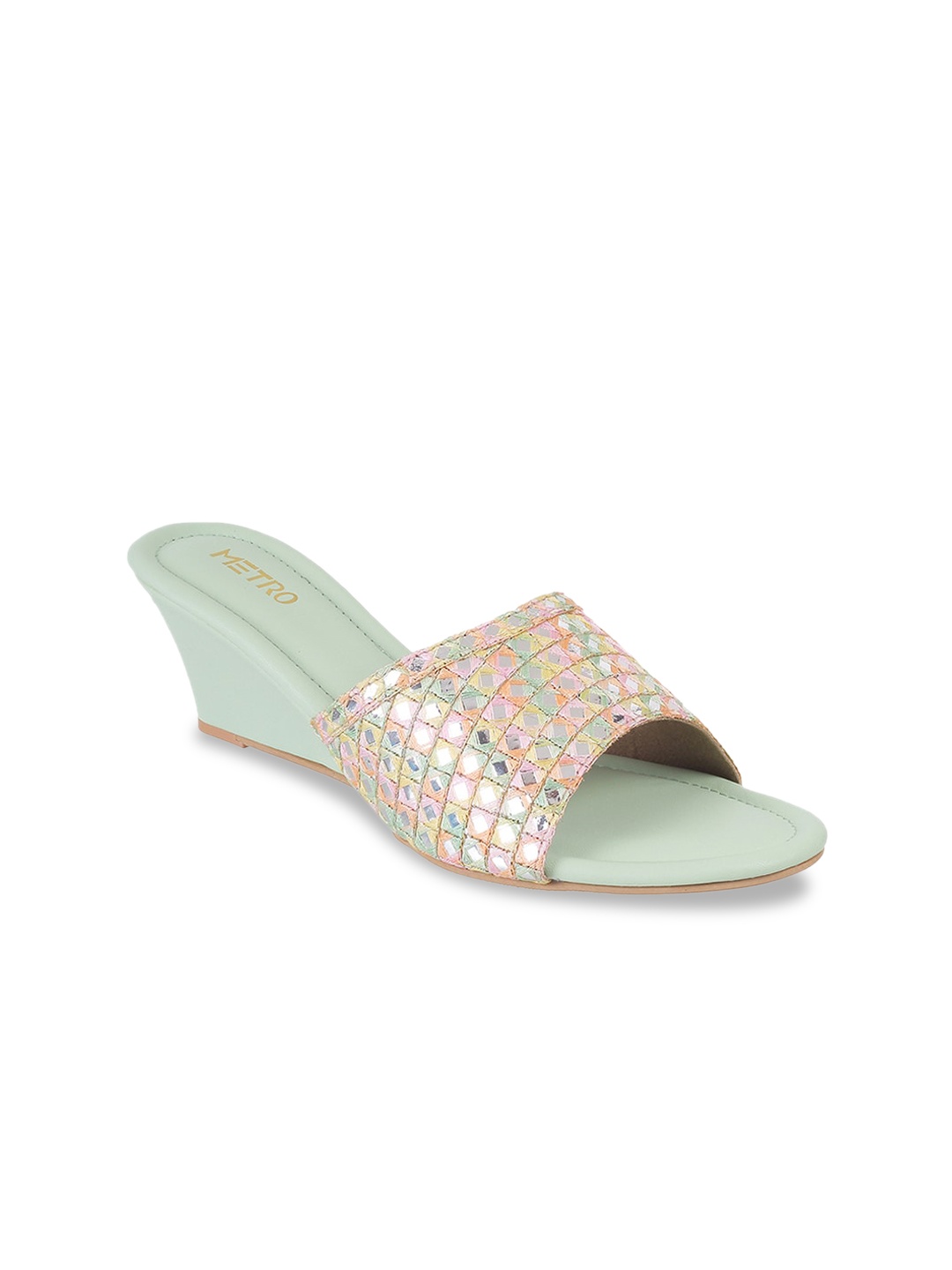 

Metro Embellished Open Toe Wedges, Sea green