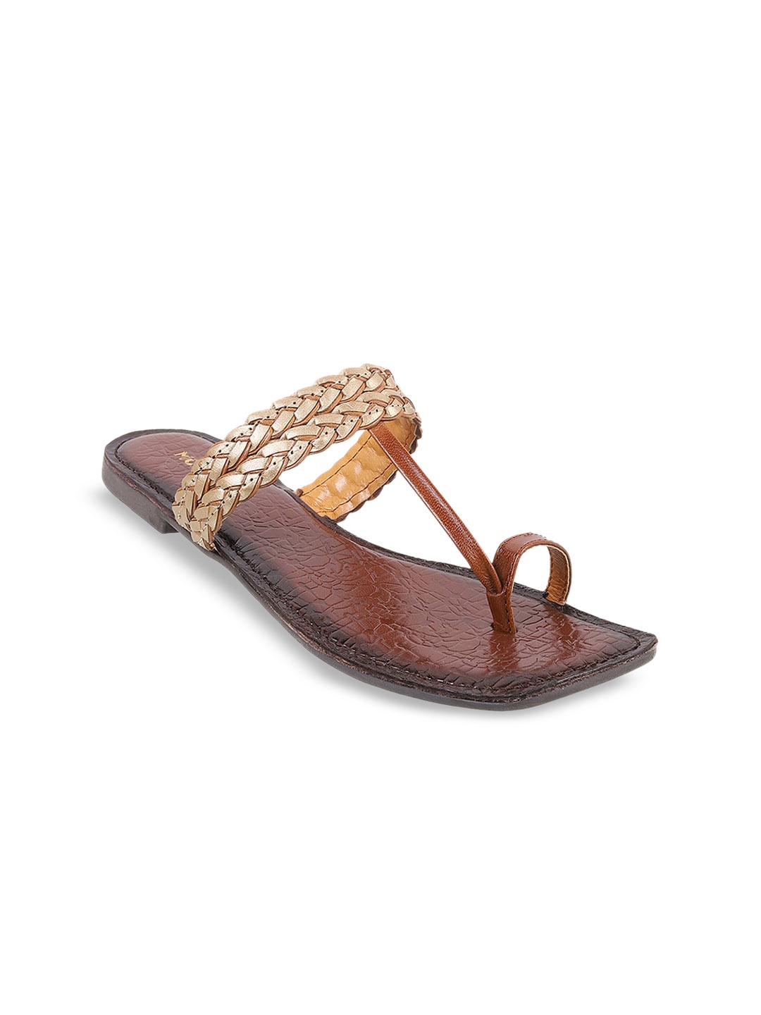

Mochi Braided Open One Toe Flats, Gold