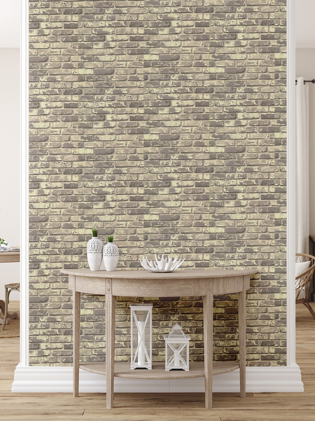 

Asian Paints Brick Stone Design Non-Adhesive Wallpaper (53cm x 950cm), Brown