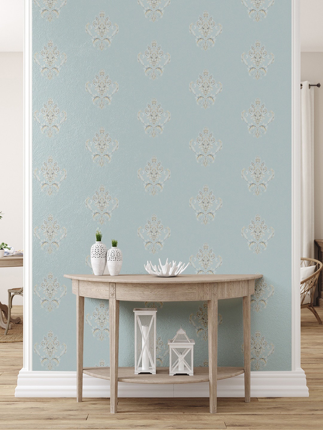 

Asian Paints Sea Ridge Motifs Non-Adhesive Wallpapers (53cm x 950cm), Blue