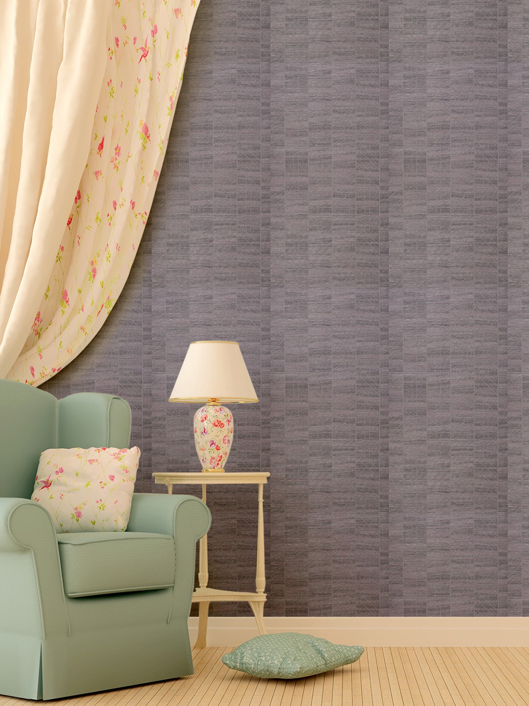 

Asian Paints ezyCR8 Criss Cross Purple Non Adhesive Wallpaper (53x 950cm), Grey