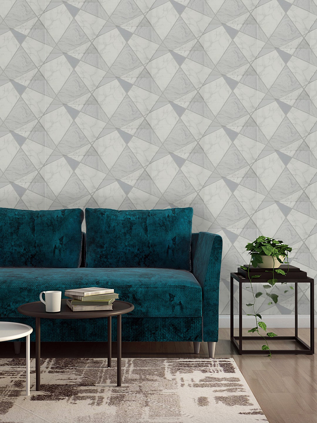 

Asian Paints ezyCR8 Triangle Mustard Non Adhesive Wallpaper (53x 950cm), Green