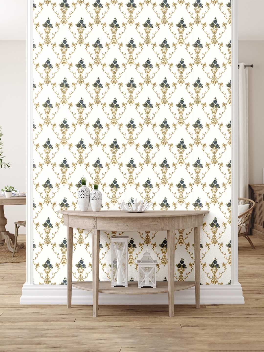 

Asian Paints ezyCR8 Floral Non-Adhesive Wallpaper (53x 950cm), Beige