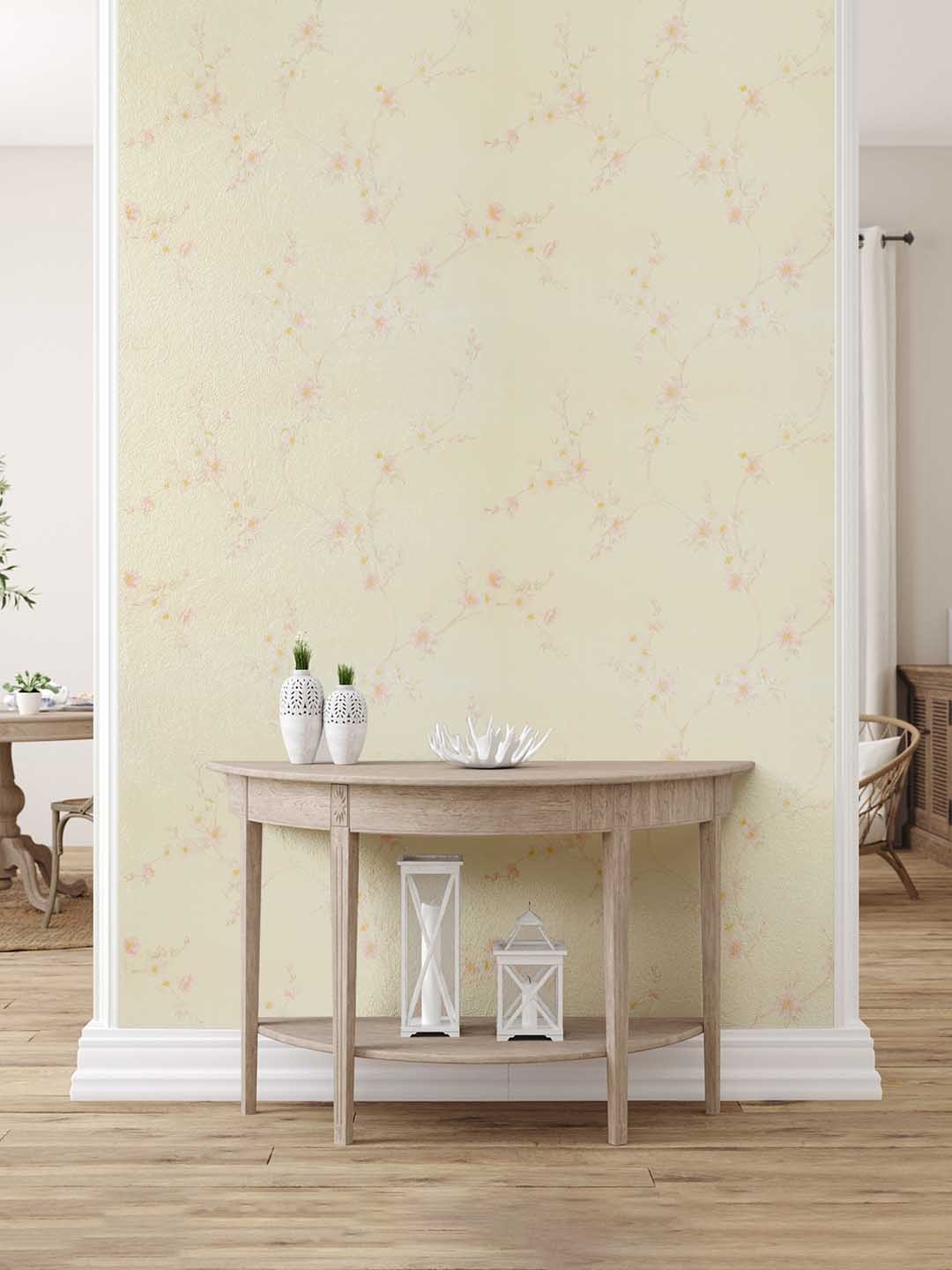 

Asian Paints Washed Pink Floral Motif|Non adhesive Wallpapers (53x 950cm), Beige