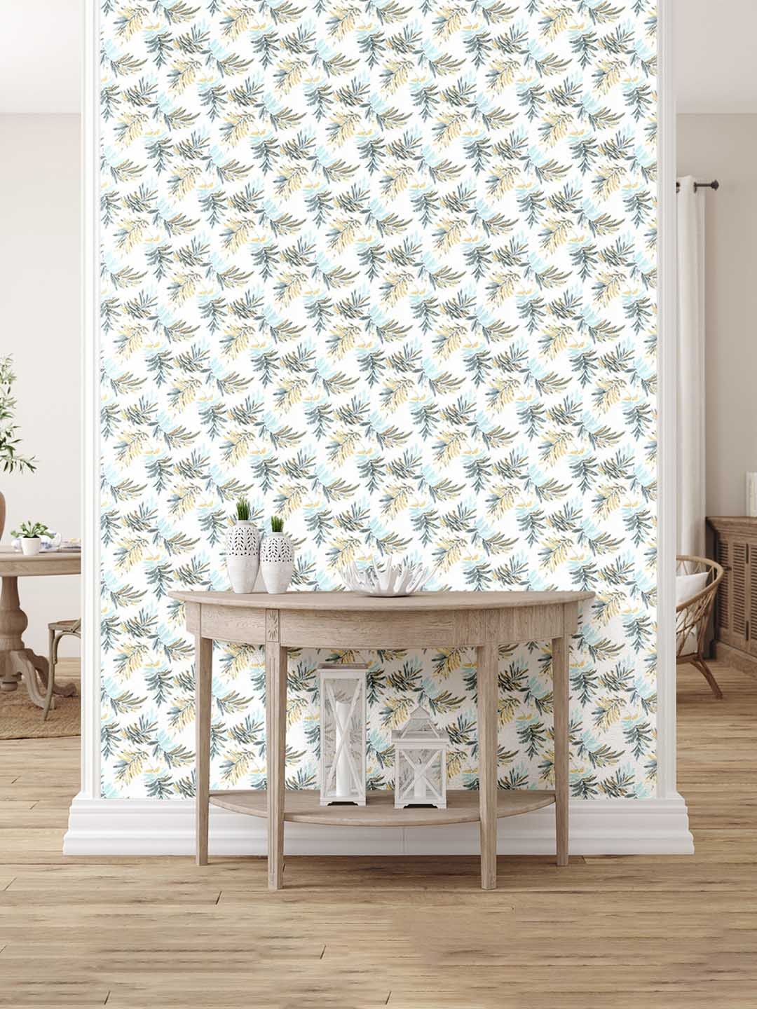 

Asian Paints ezyCR8 Pine Leaves Non-Adhesive Wallpaper (53x 950cm), White