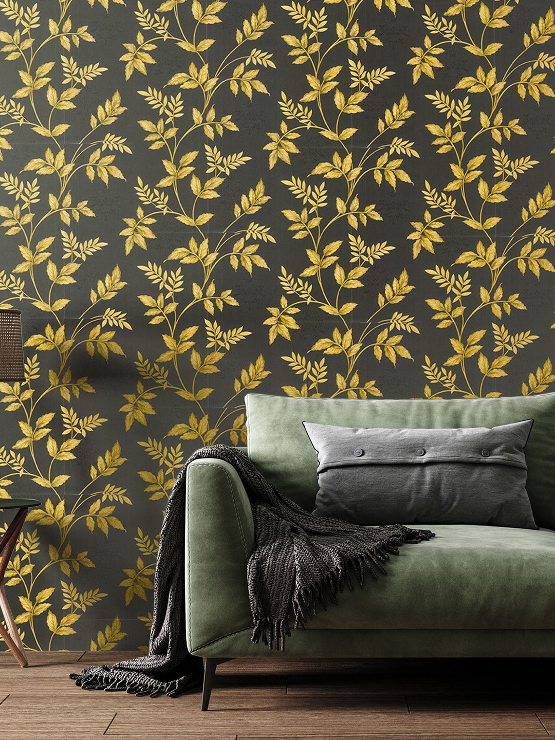 

Asian Paints ezyCR8 Mix Leaves Non-Adhesive Wallpaper (53x 950cm), Black