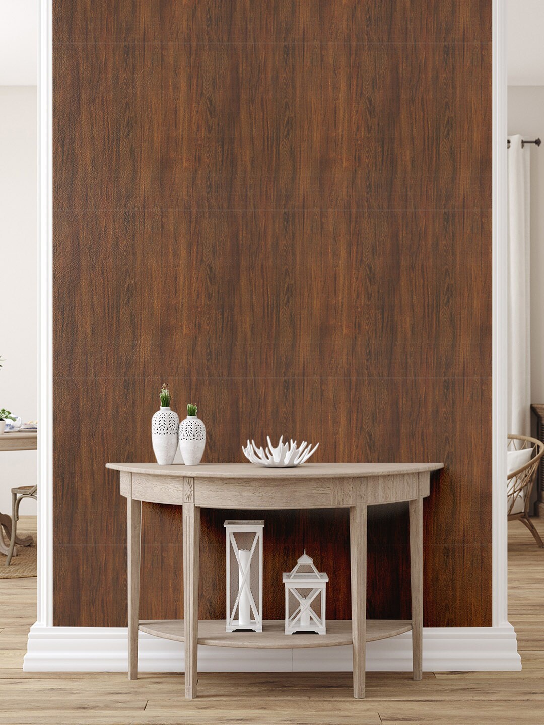 

Asian Paints ezyCR8 Wooden Pattern Brown Non Adhesive Wallpaper for Home(53x950cm)