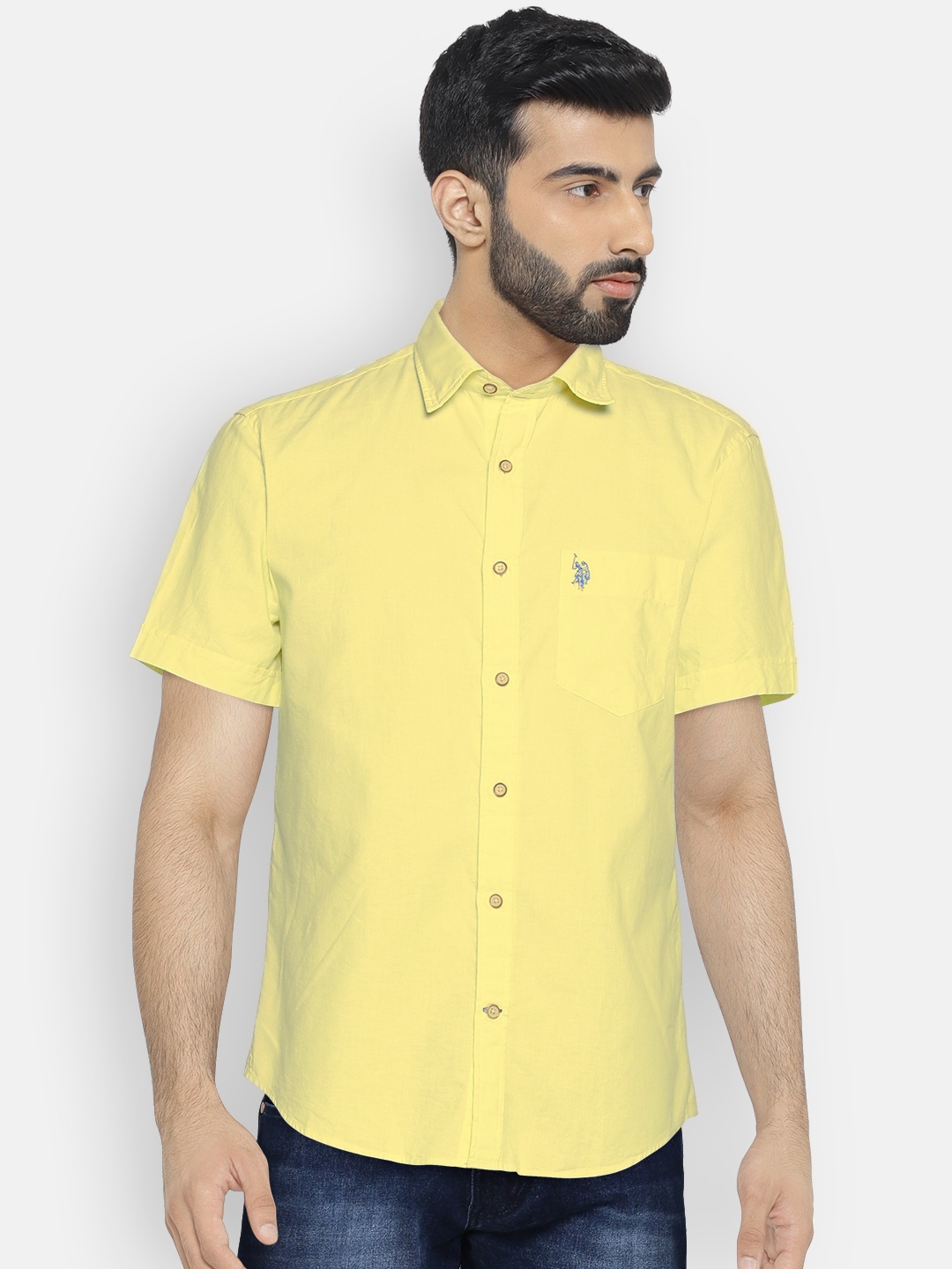 

U.S. Polo Assn. Men Yellow Regular Fit Solid Casual Shirt