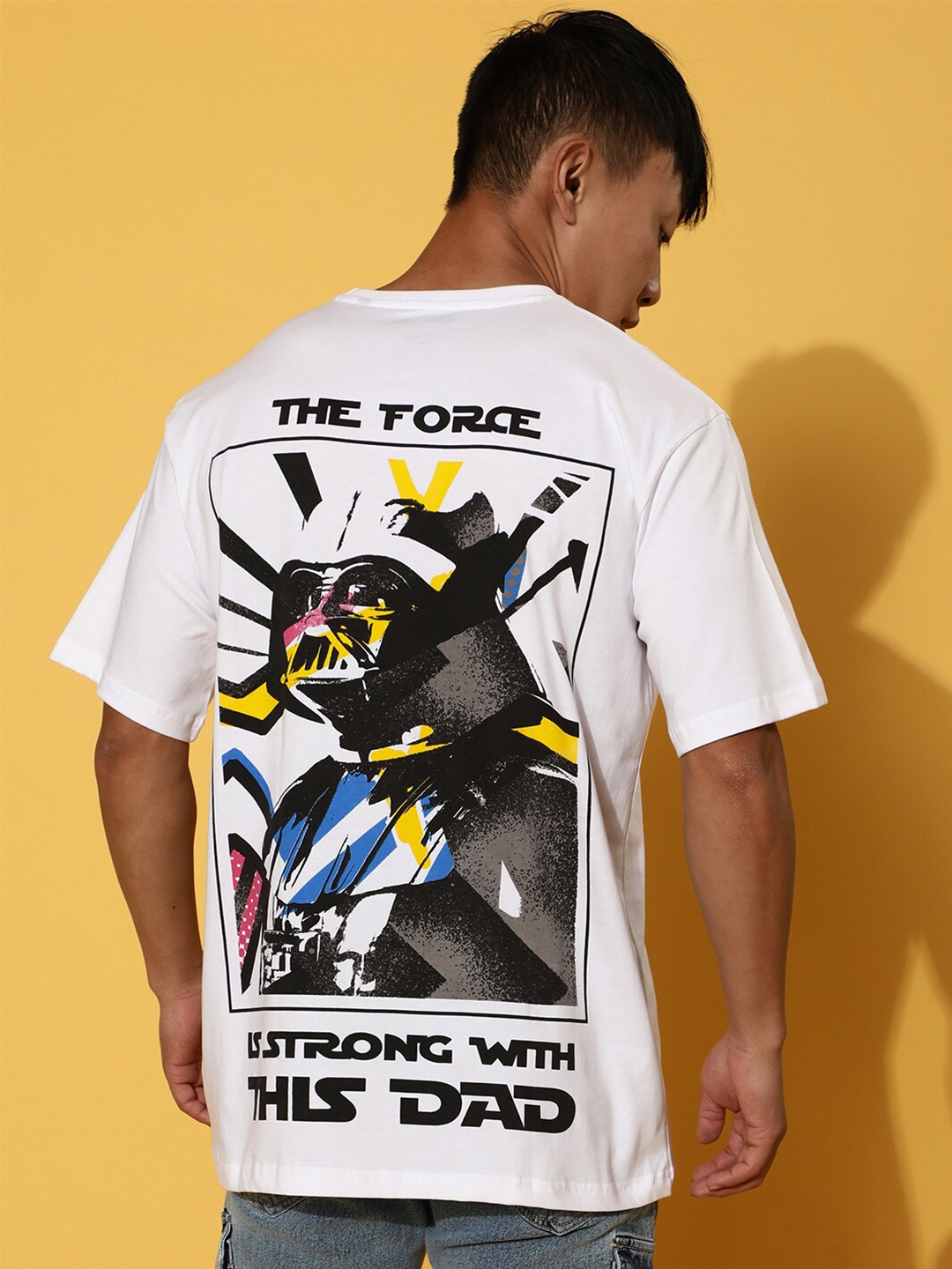

VEIRDO White Star Wars Printed Cotton T-shirt