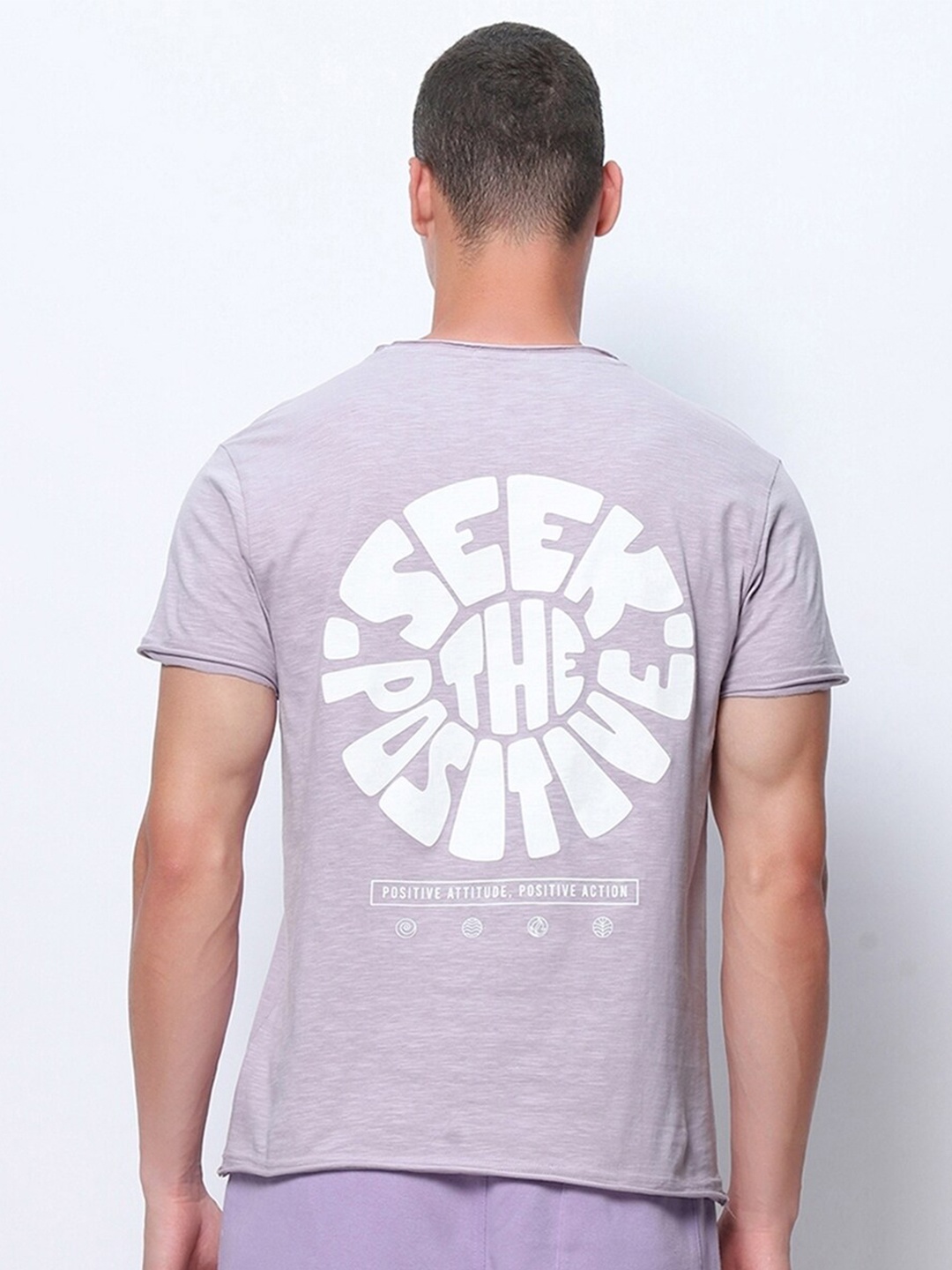 

Bewakoof Air 1.0 Peace Seeker Graphic Printed T-shirt, Purple
