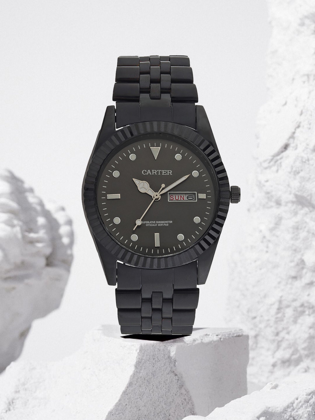 

Sandy D Carter Embellished Dial & Bracelet Style Straps Analogue Watch SD-Carter-47-BK-BK, Black