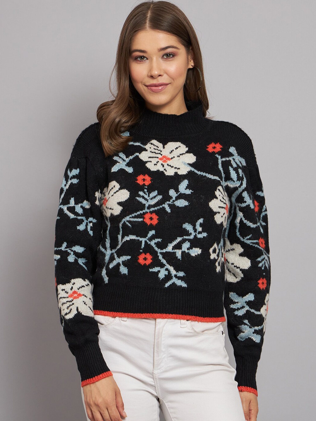 

NoBarr Floral Printed Pullover, Black