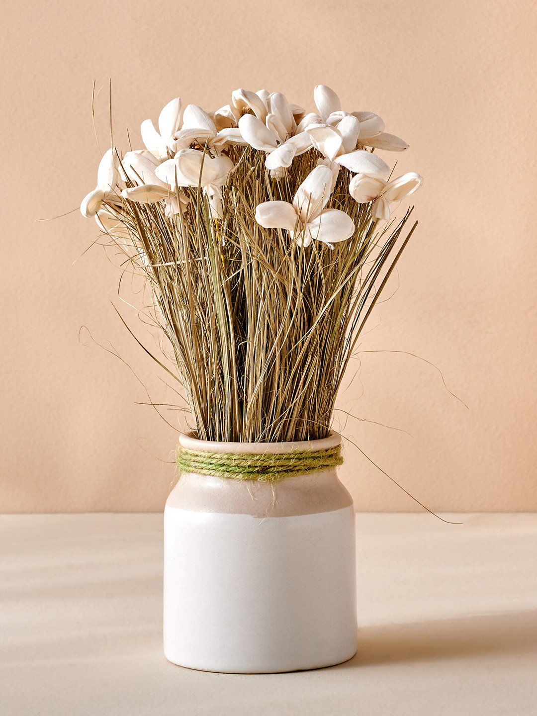 

Home Centre White Dastkari Dried Flowers With Ceramic Pot