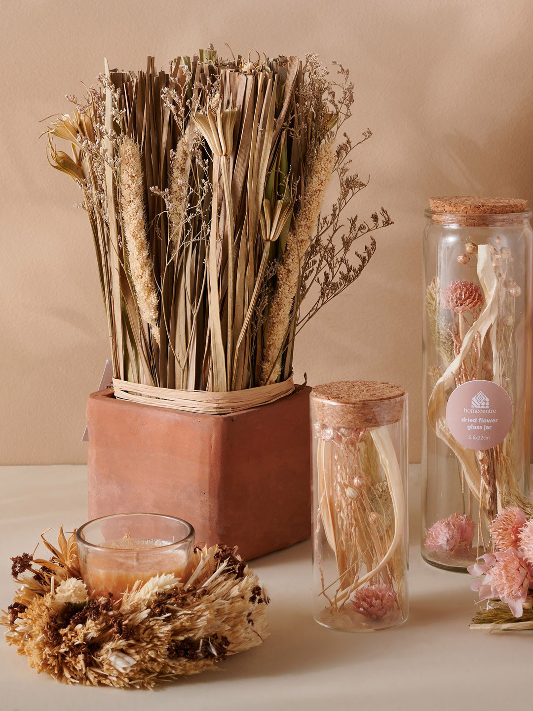 

Home Centre Beige Artificial Dastkari Dried Harvest With Terracotta Pot