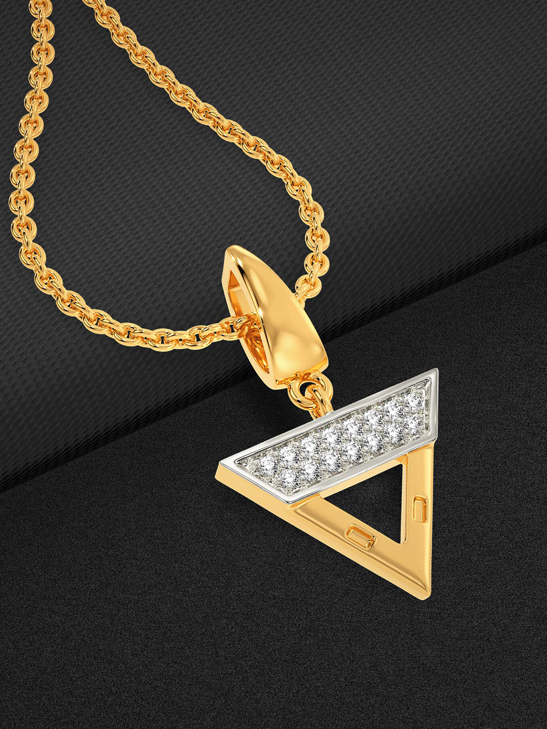 

MELORRA 14KT Gold Diamond-Studded Triangular Pendant-1.09gm