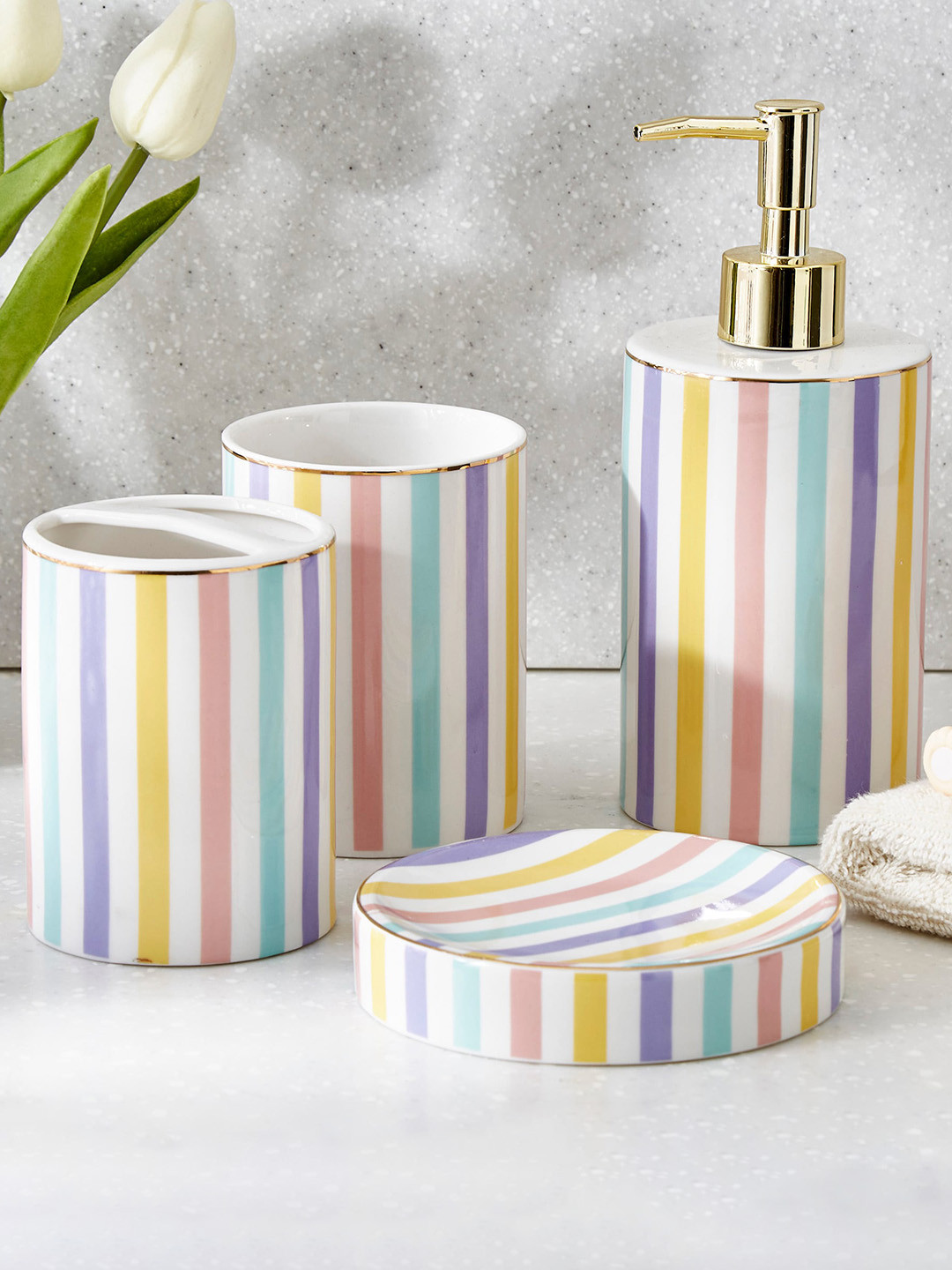 

Home Centre Striped Slate Ceramic Tumbler, Multi