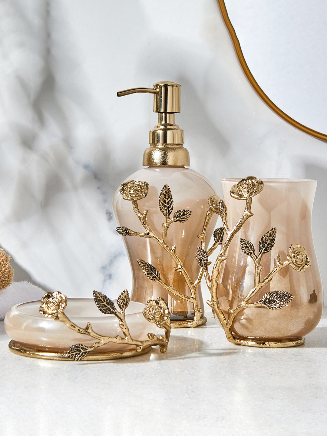 

Home Centre Yellow Textured Soap Dispenser 450ml, Gold