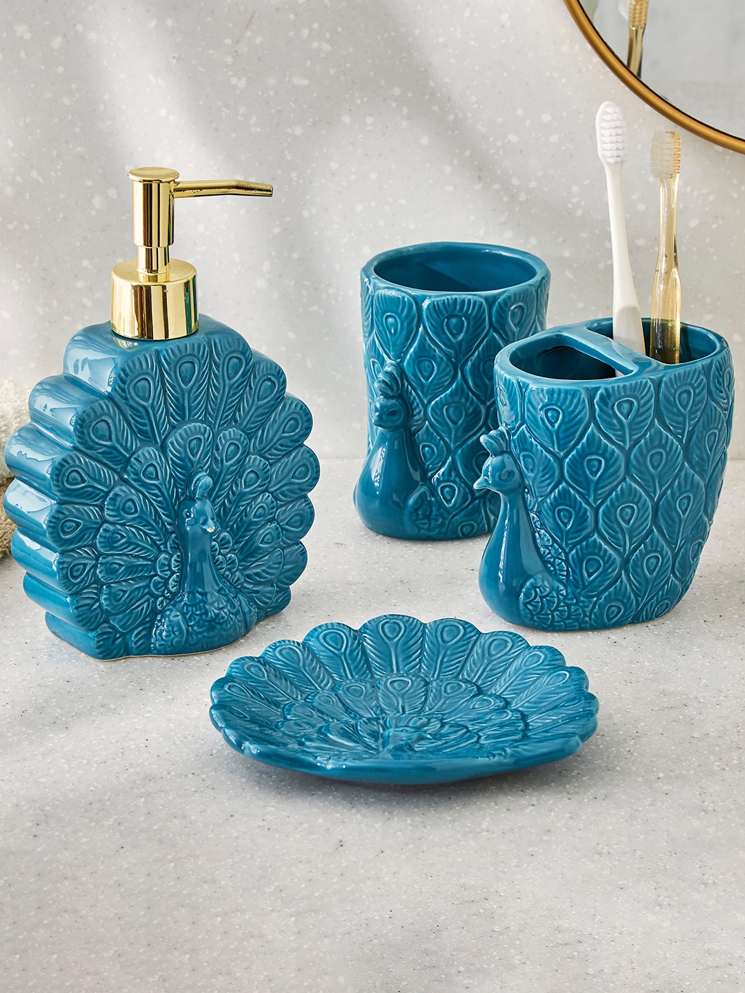 

Home Centre Corsica Blue Textured Ceramic Soap Dish