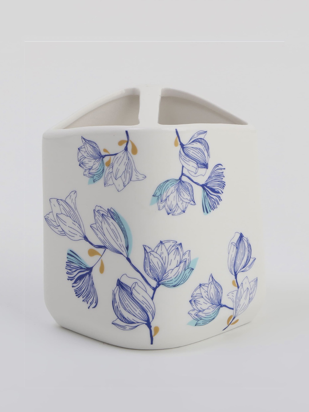 

Home Centre Nova Santorini White Printed Ceramic Tooth Brush Holder