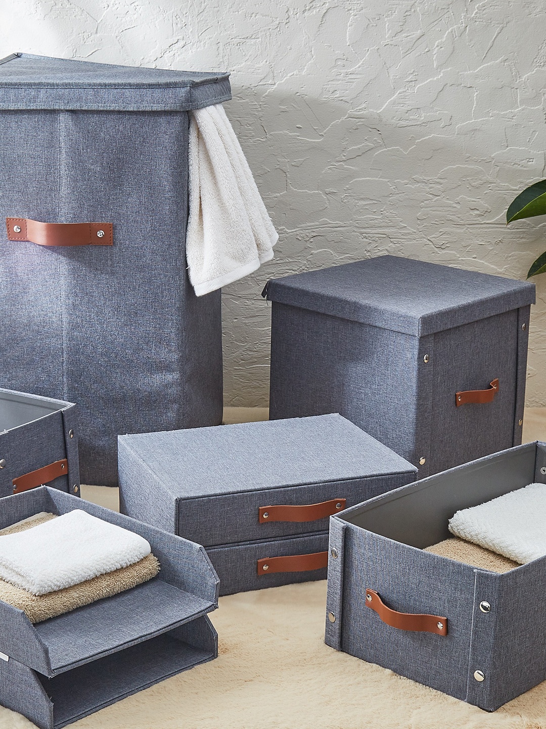 

Home Centre Regan Farmlyn Fabric 2-Tier Organiser Drawers, Grey