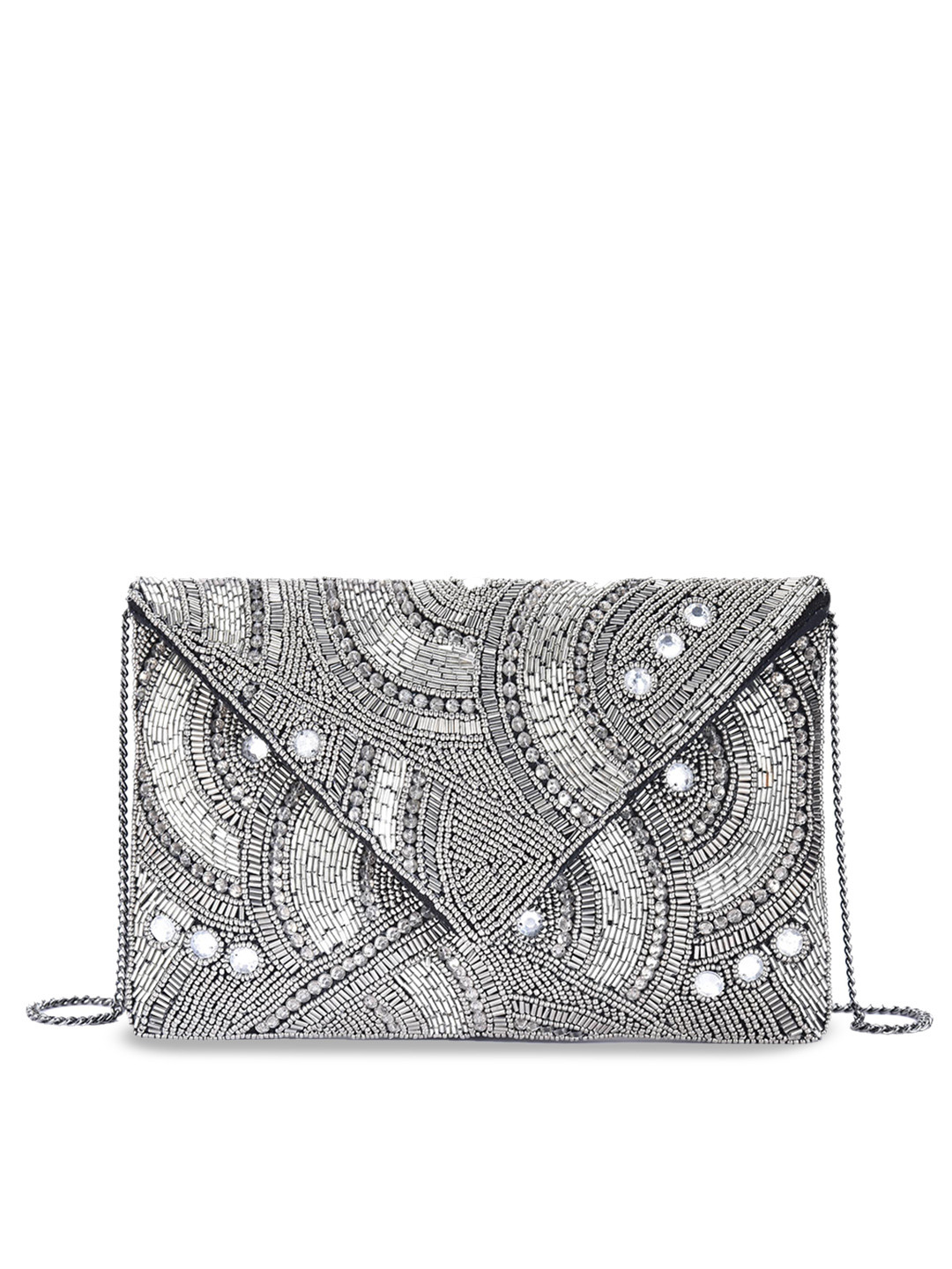 

ALII AND ALIIZEY Embellished Structured Sling Bag, Grey