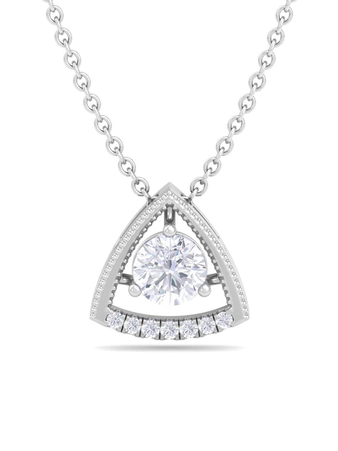 

Inddus Jewels 925 Sterling Silver Rhodium-Plated CZ Studded Pendant With Chain