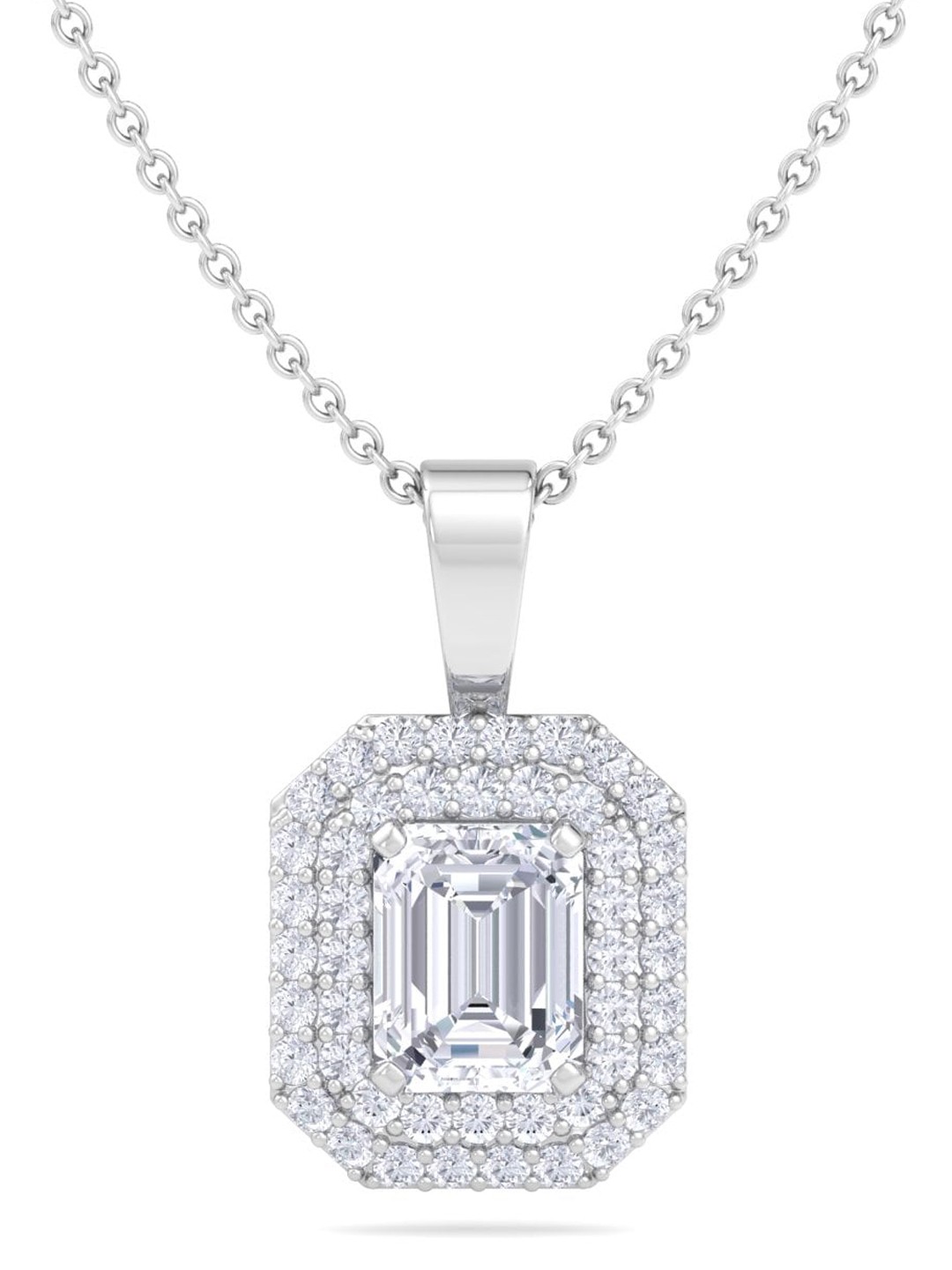 

Inddus Jewels 925 Sterling Silver Rhodium-Plated CZ Studded Geometric Pendant With Chain