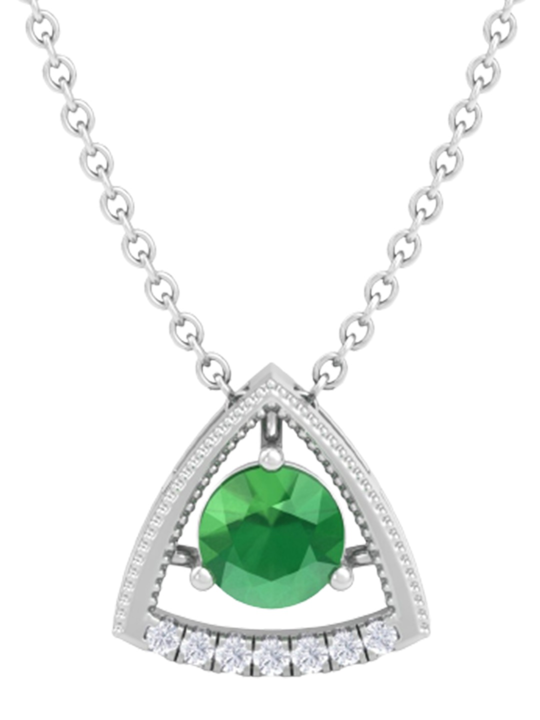 

Inddus Jewels 9.25 Sterling Silver Rhodium-Plated CZ Studded Pendant With Chain, Green