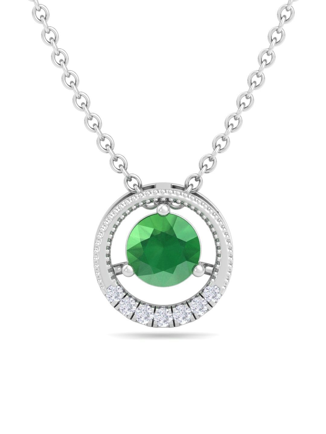 

Inddus Jewels 925 Sterling Silver Rhodium-Plated CZ Studded Circular Pendant With Chain