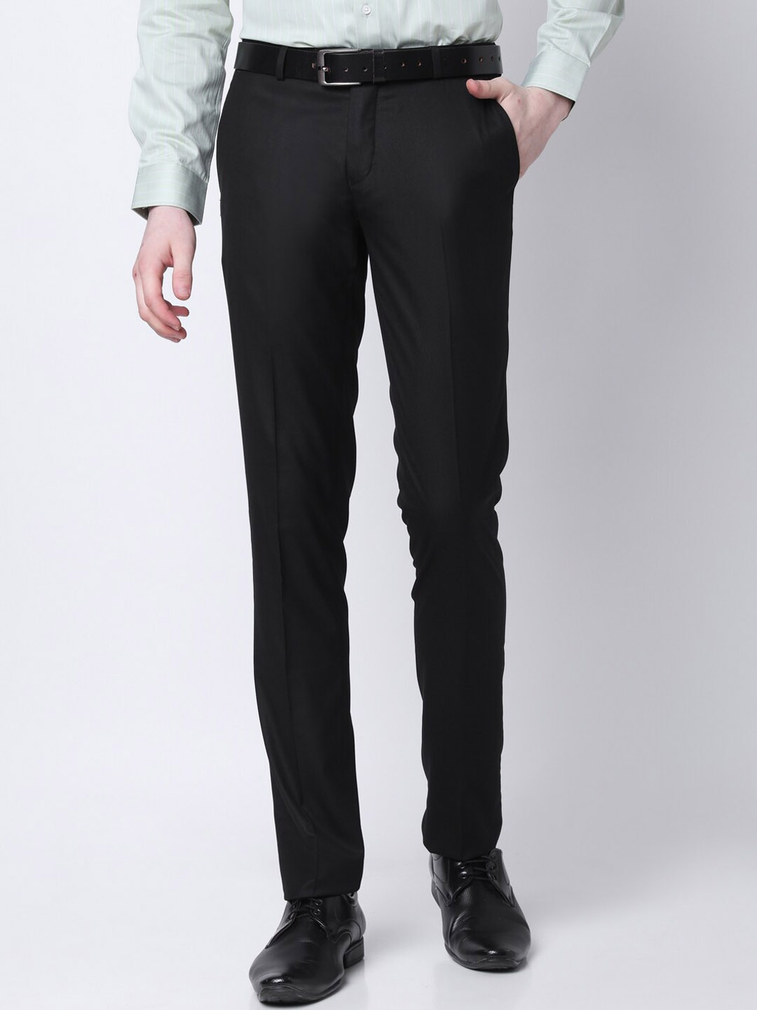 

J Hampstead Men Slim Fit Formal Trousers, Black